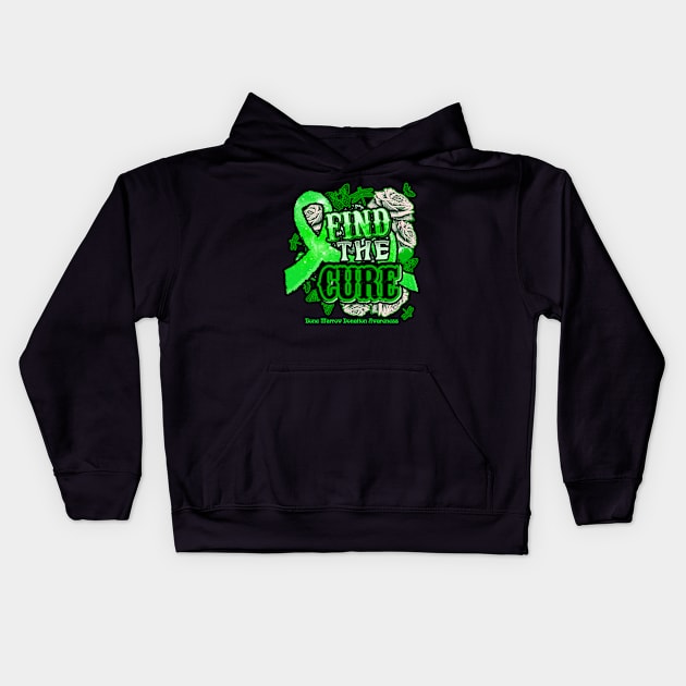 Fight the cure Bone Marrow Donation Awareness Green Ribbon and Roses Supporting warrior, gift for survivor fighting Bone Marrow Donation Kids Hoodie by R@store